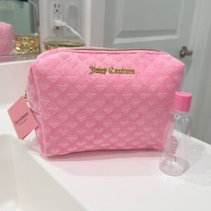 New Viral Juicy Couture Pink Heart Velour Makeup Bag